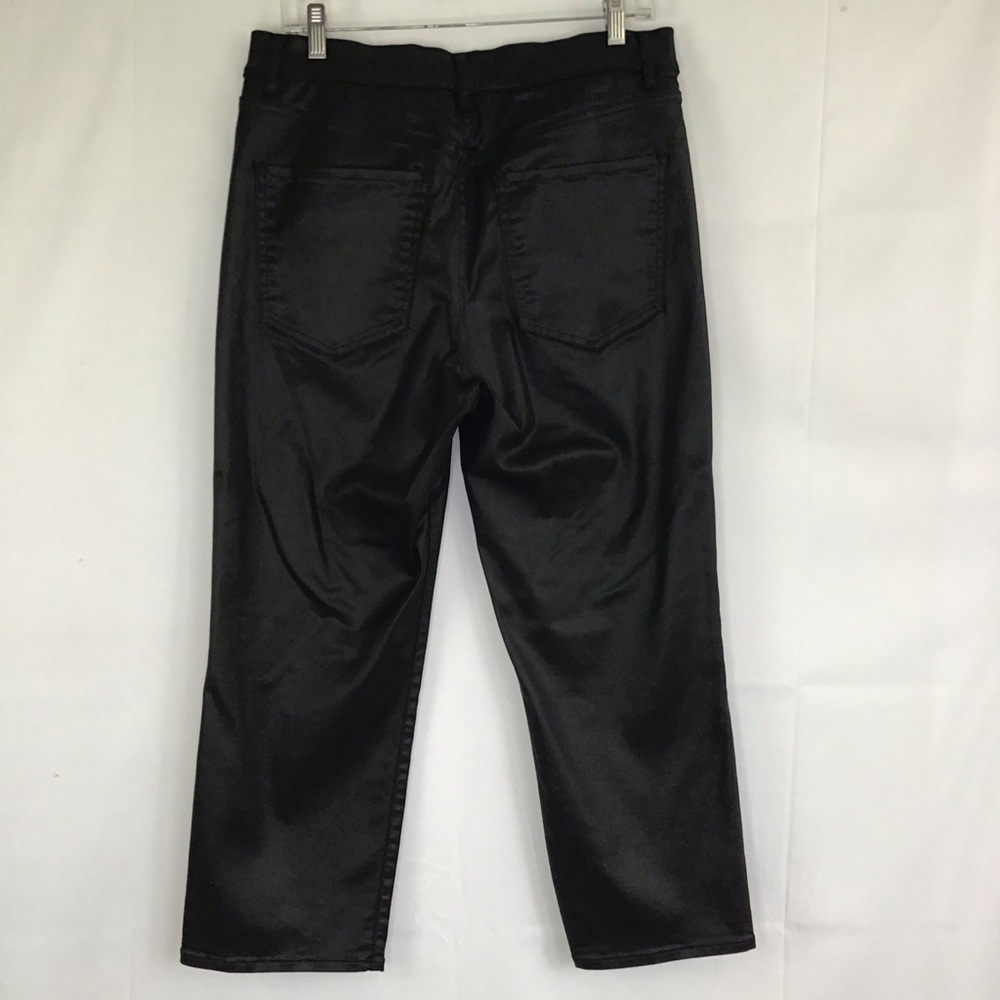 EXPRESS WOMEN GOTH BLACK FAUX LEATHER STRAIGHT ANKLE HIGH RISE PANTS SIZE 12S - Picture 2 of 9
